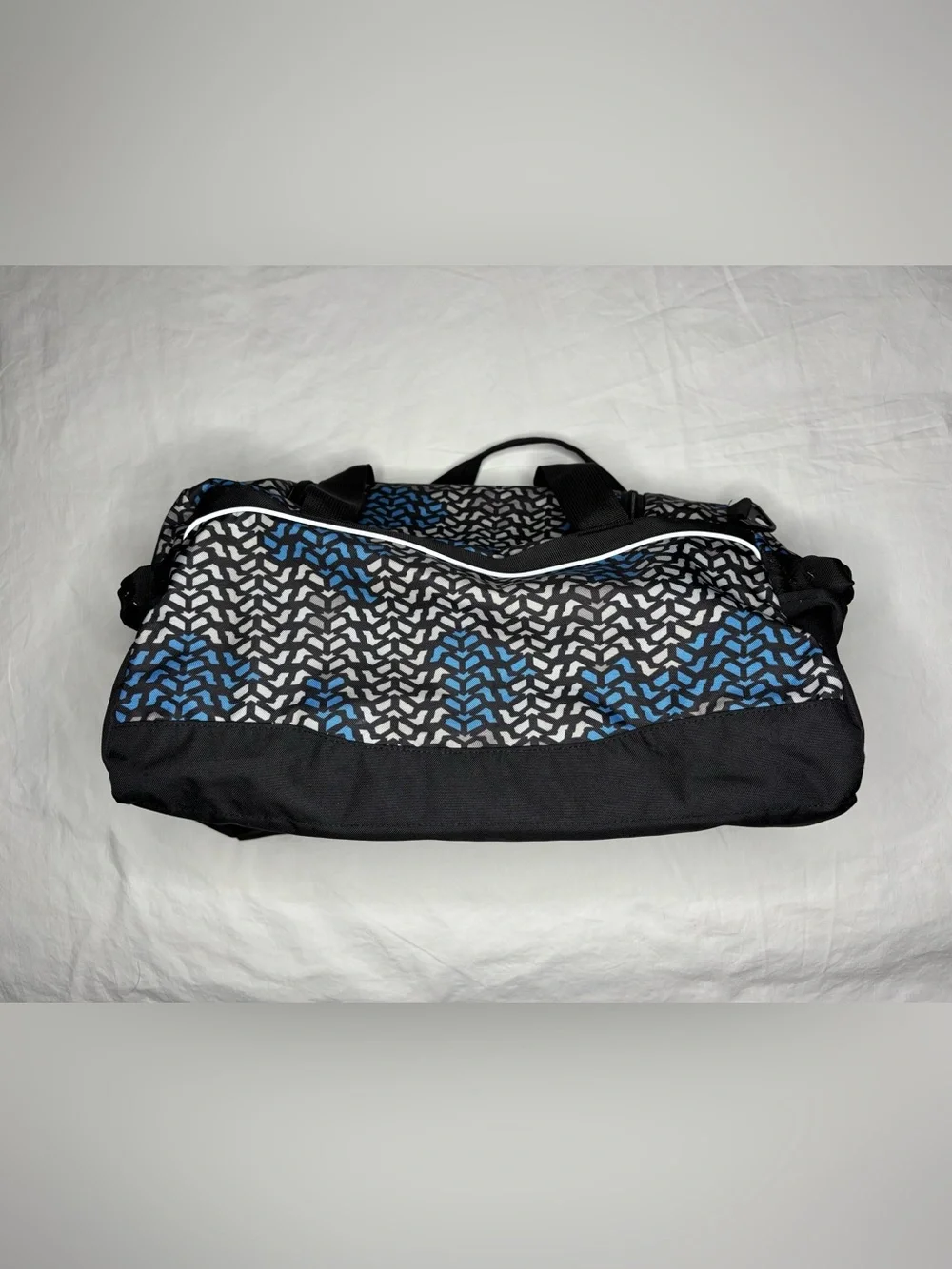 LL Bean Adventure Duffle Bag Small Geometric Blue Carry On Tote Gym EUC Retired